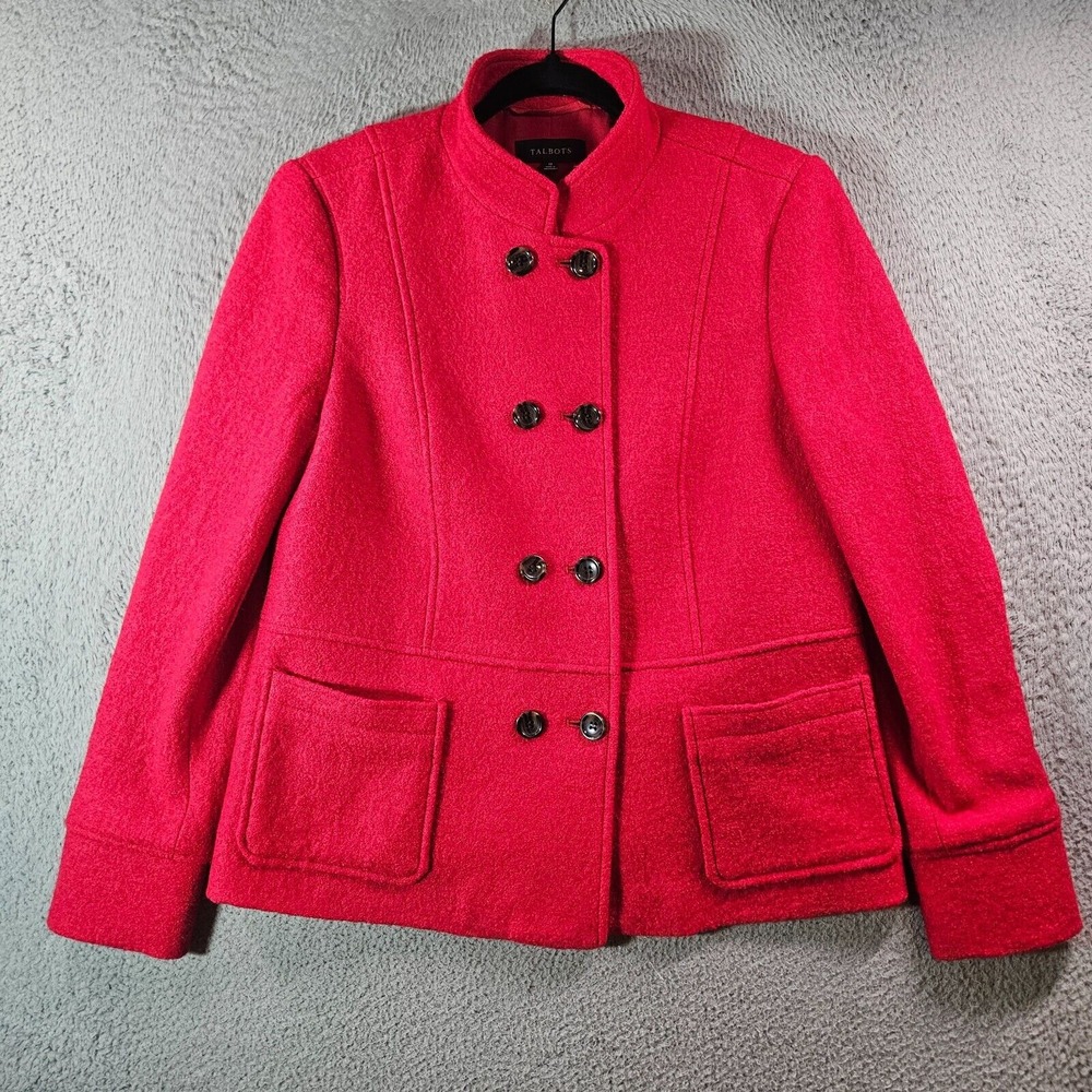 Talbots Wool Blend Jacket Coat Women Size 12 Doublebreasted Christmas Red